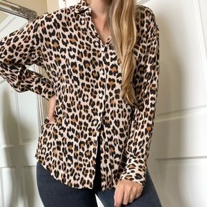 Zara Leopard Blouse long Sleeve